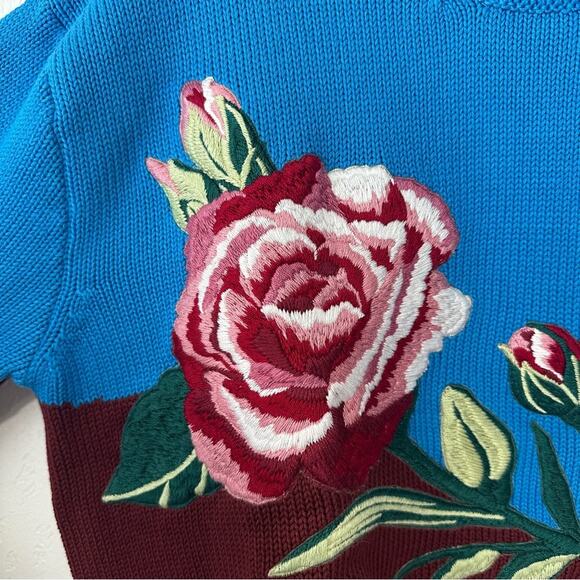 Dolce & Gabbana Cotton Sweater with Handmade Floral Embroidery size S - Picture 5 of 15